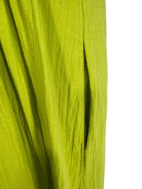 Boden Lime Green Cotton Midi Dress Empire Waist Puff Sleeve 2R - Picture 10 of 12